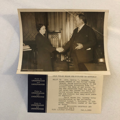 Press Photo Photograph Hattie N Caraway First Woman Senator 1933 Underwood Photo