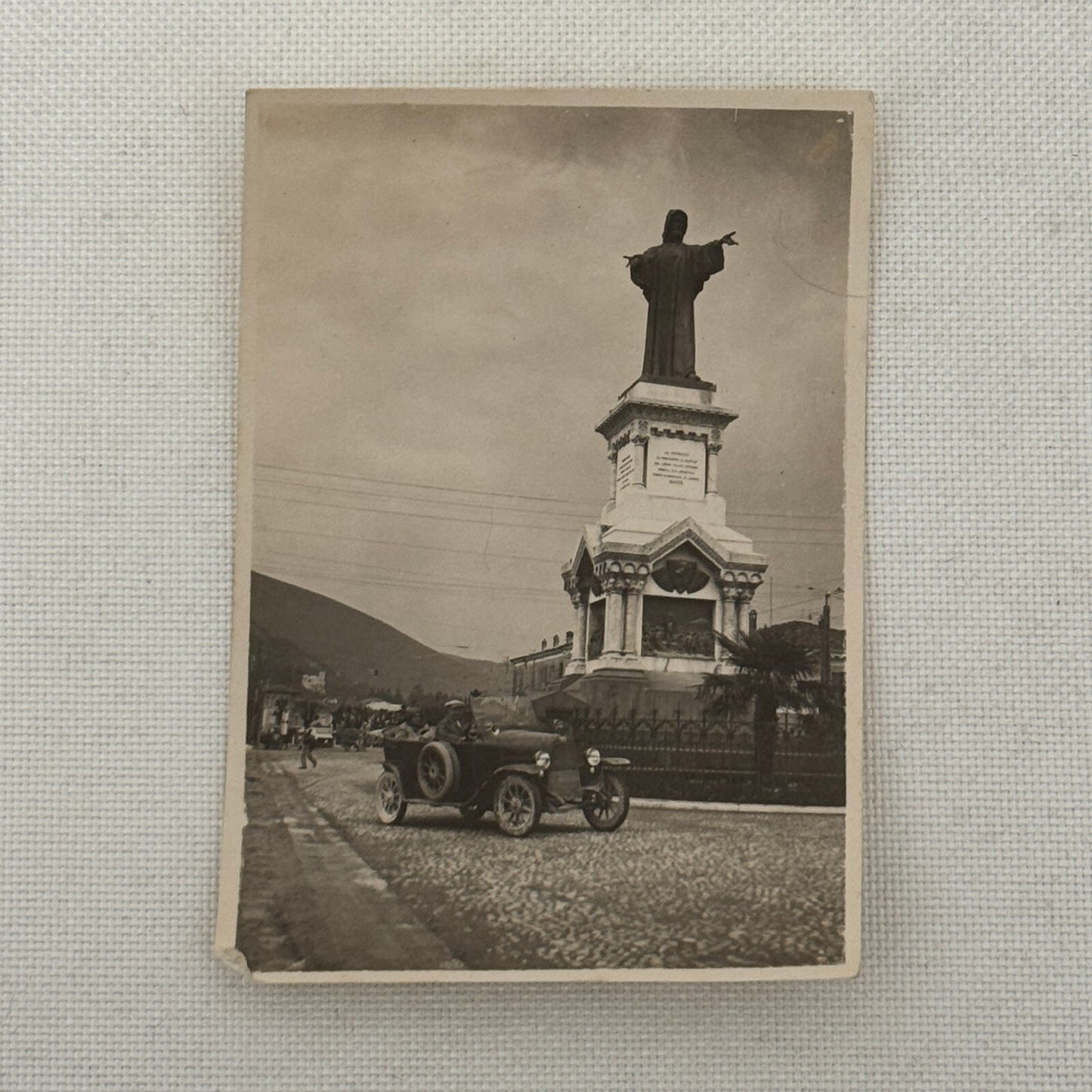 Vintage Photo Photograph Print Antique Car Statue