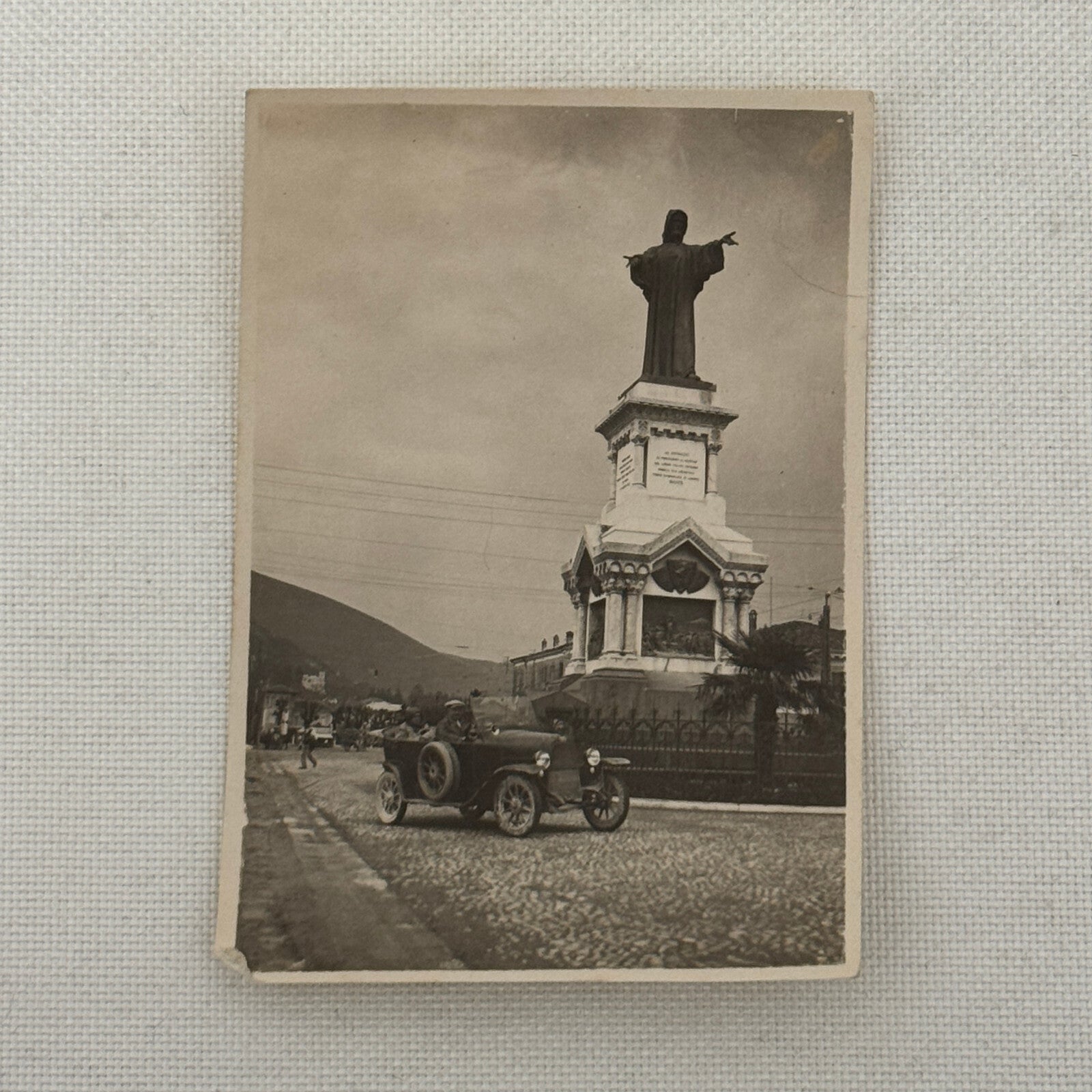 Vintage Photo Photograph Print Antique Car Statue