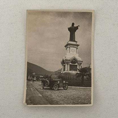 Vintage Photo Photograph Print Antique Car Statue