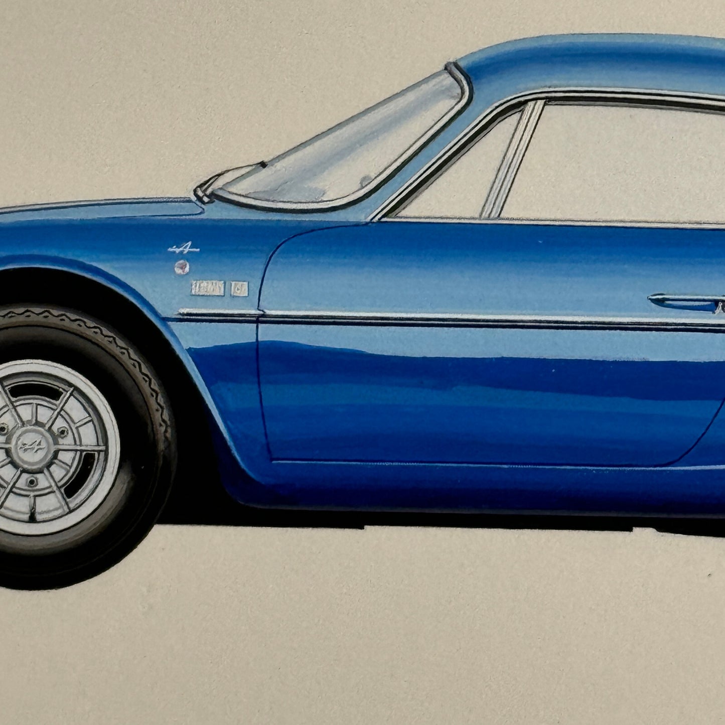 1969 Renault Alpine A110 1600S Car Illustration Art Drawing Hand Drawn Vintage