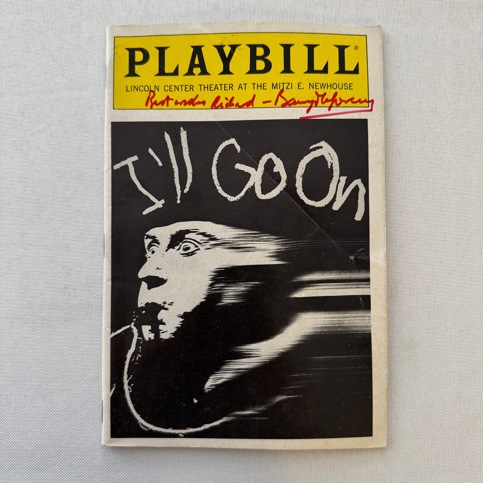 I'll Go On Signed Playbill Autographed Program Barry McGovern 1988