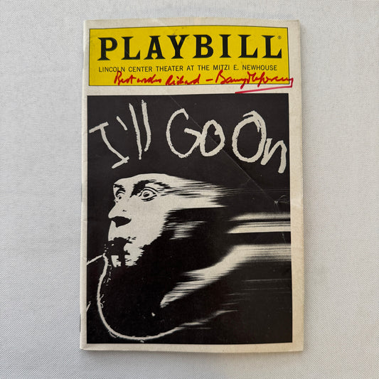 I'll Go On Signed Playbill Autographed Program Barry McGovern 1988