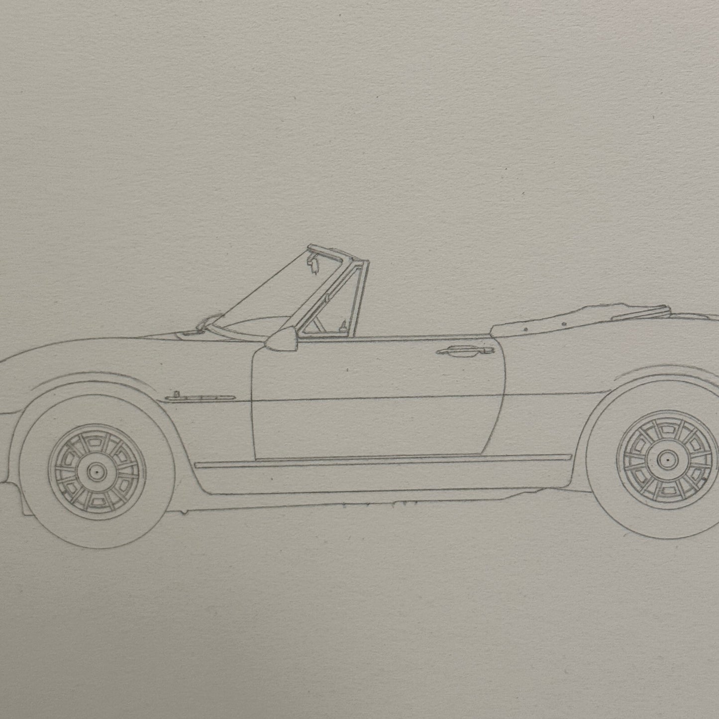 1967 Fiat Dino Spider Pininfarina Car Illustration Art Drawing Hand Drawn