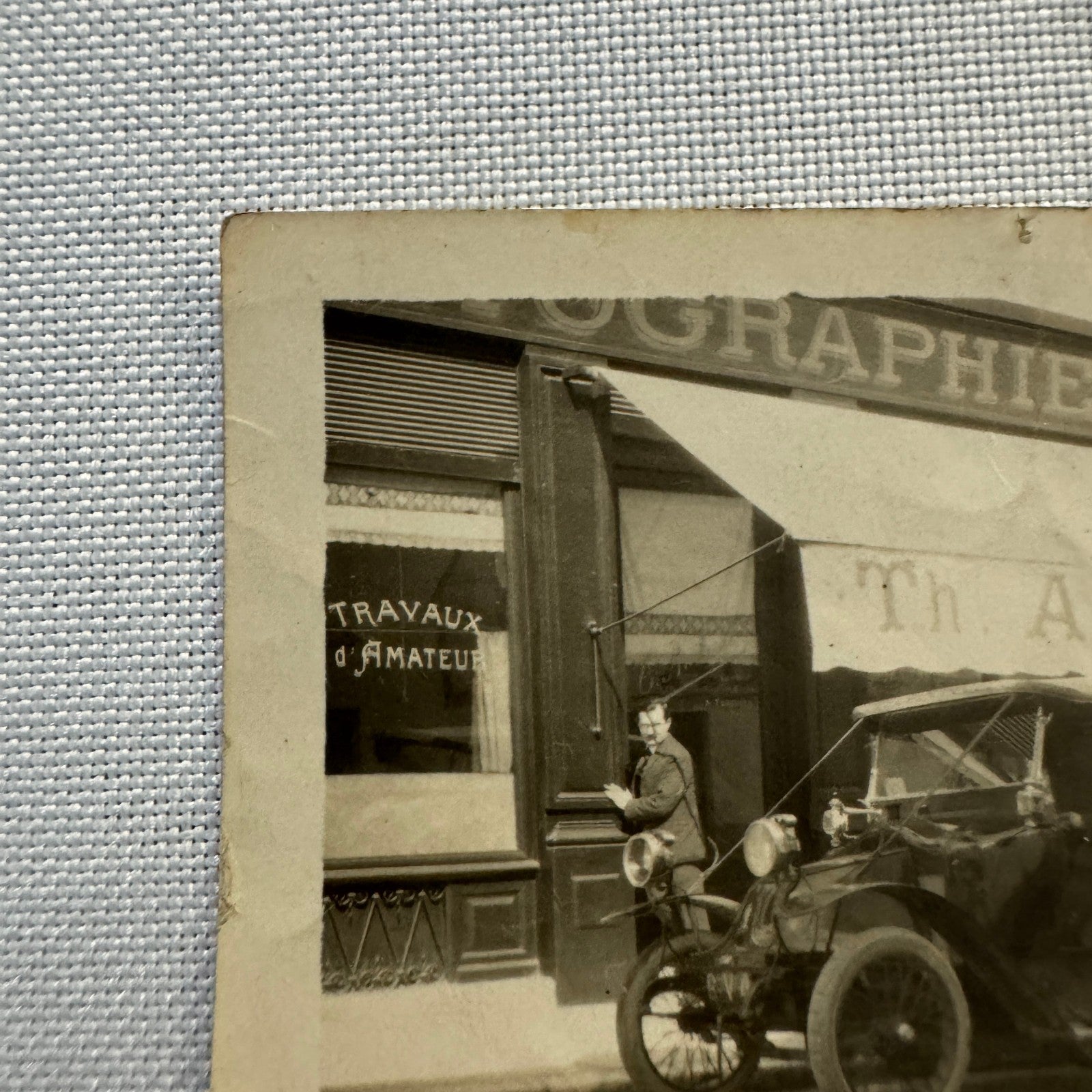 Vintage Photograph Photo Men with Early Antique Car European