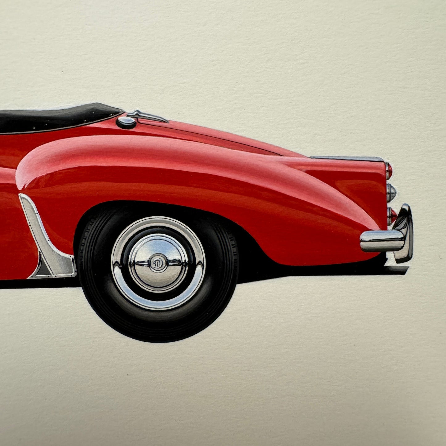 1956 Daimler Conquest Drophead Automobile Illustration Art Drawing Hand Drawn