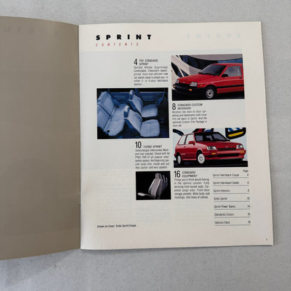 1988 Chevrolet Sprint Car Sales Brochure Catalog Vintage Advertising TURBO