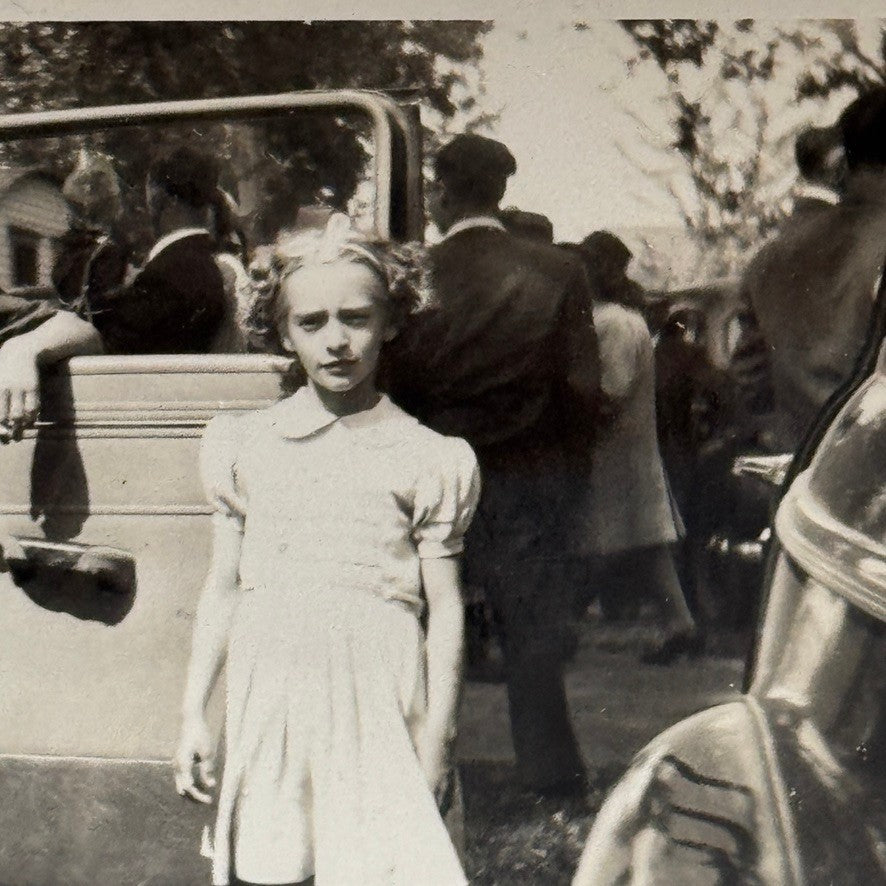 Vintage Photo Photograph Print Children with Car Automobile Snapshot
