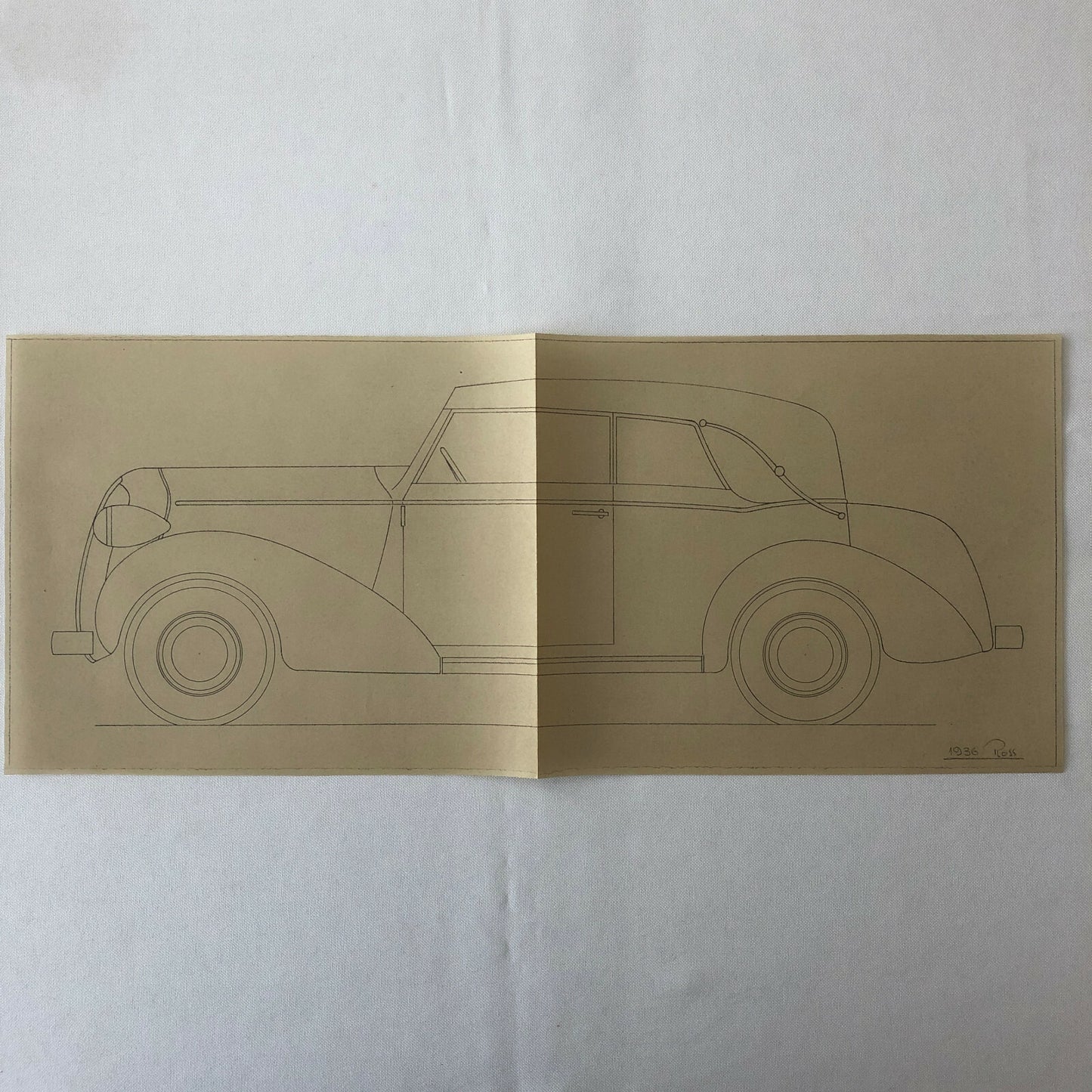 1936 Coachbuilder Car Design Blueprint Rendering Blue Print Coupe Body Style 