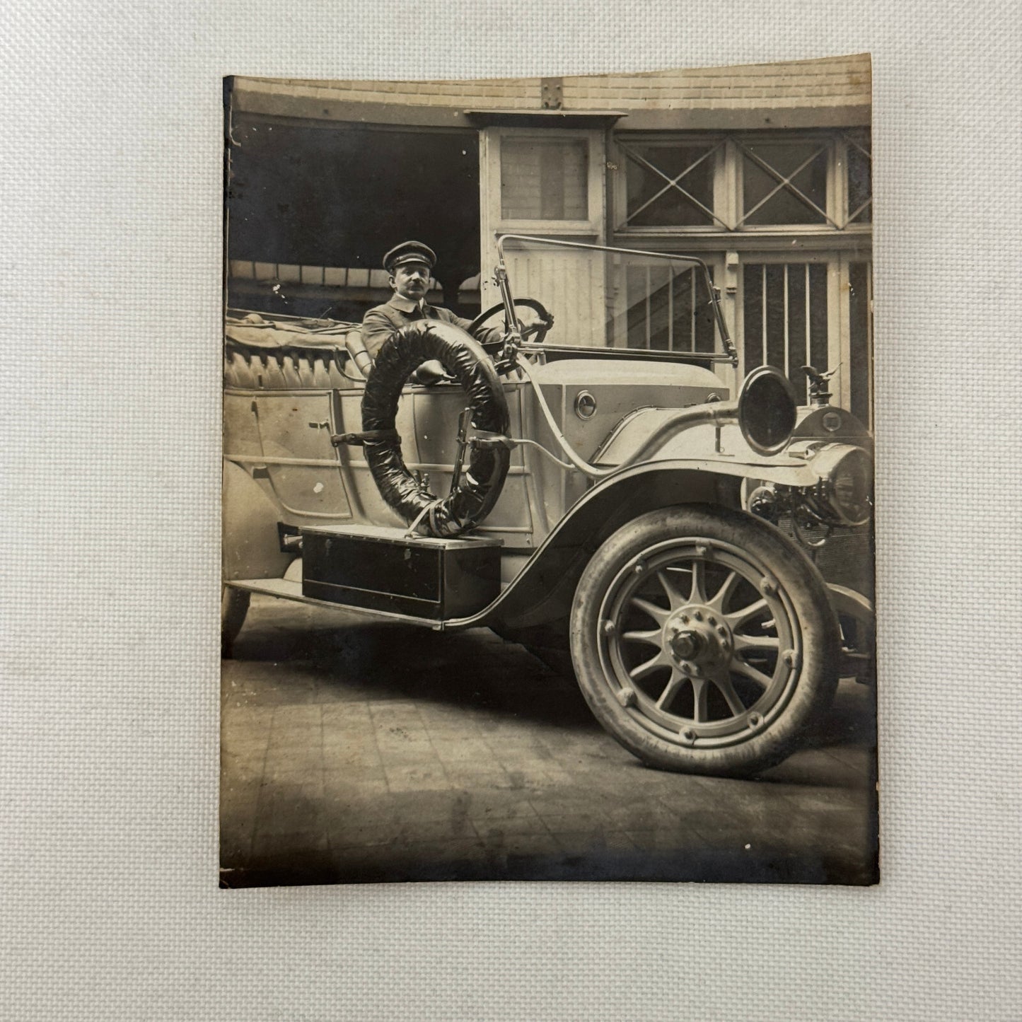 Vintage Photograph Photo Man in Early Antique Car Automobile Chauffeur