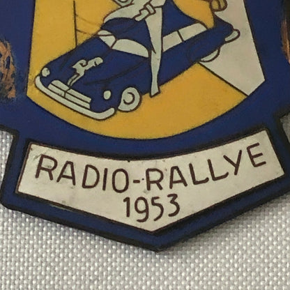1953 Radio Rallye Dutch Car Club Enamel Rally Rallye Participant Badge Emblem 