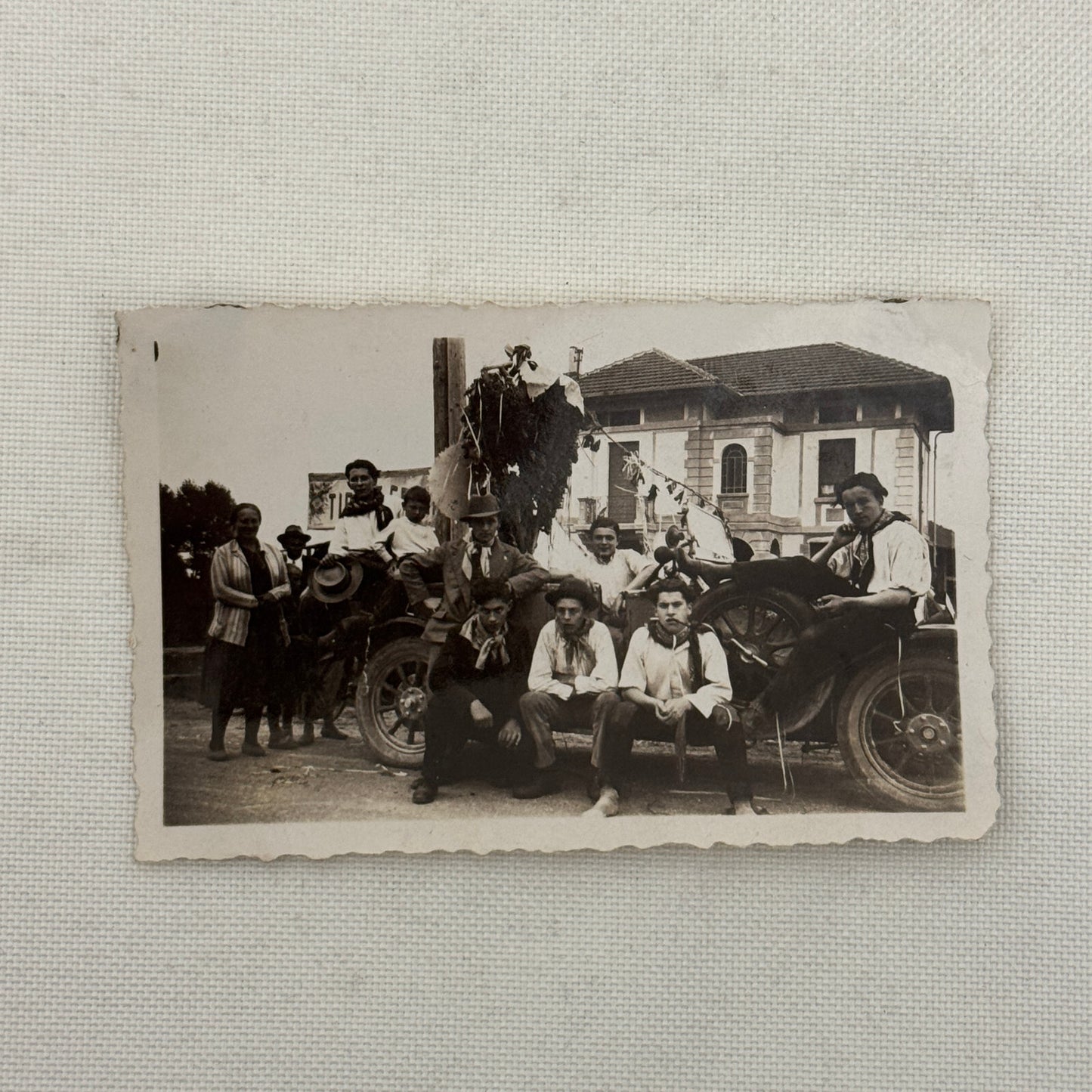 Vintage Photograph Photo Antique People with Early Automobile Car
