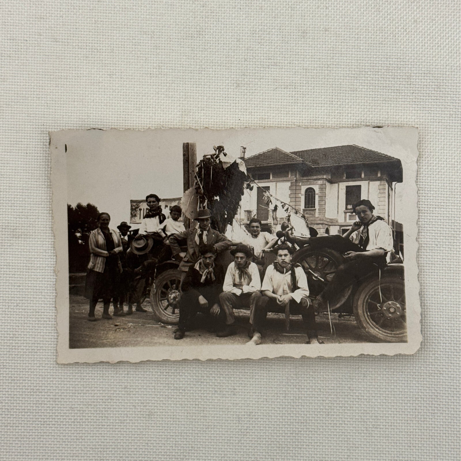 Vintage Photograph Photo Antique People with Early Automobile Car