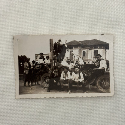 Vintage Photograph Photo Antique People with Early Automobile Car