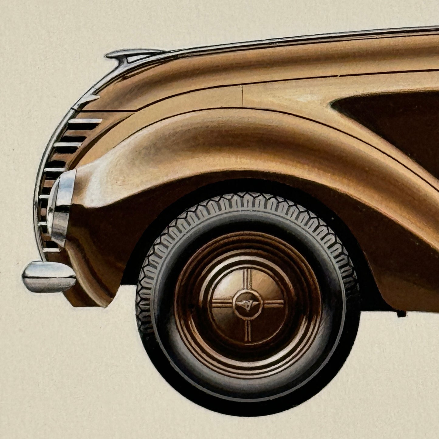 1939 Hanomag Car Illustration Art Drawing Hand Drawn Vintage