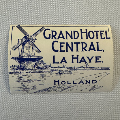 Vintage Travel Luggage Label Grand Hotel Central La Haye Holland Netherlands