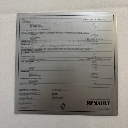 Renault 5 Alpine Turbo Car Sales Brochure Catalog Vintage Advertising DUTCH