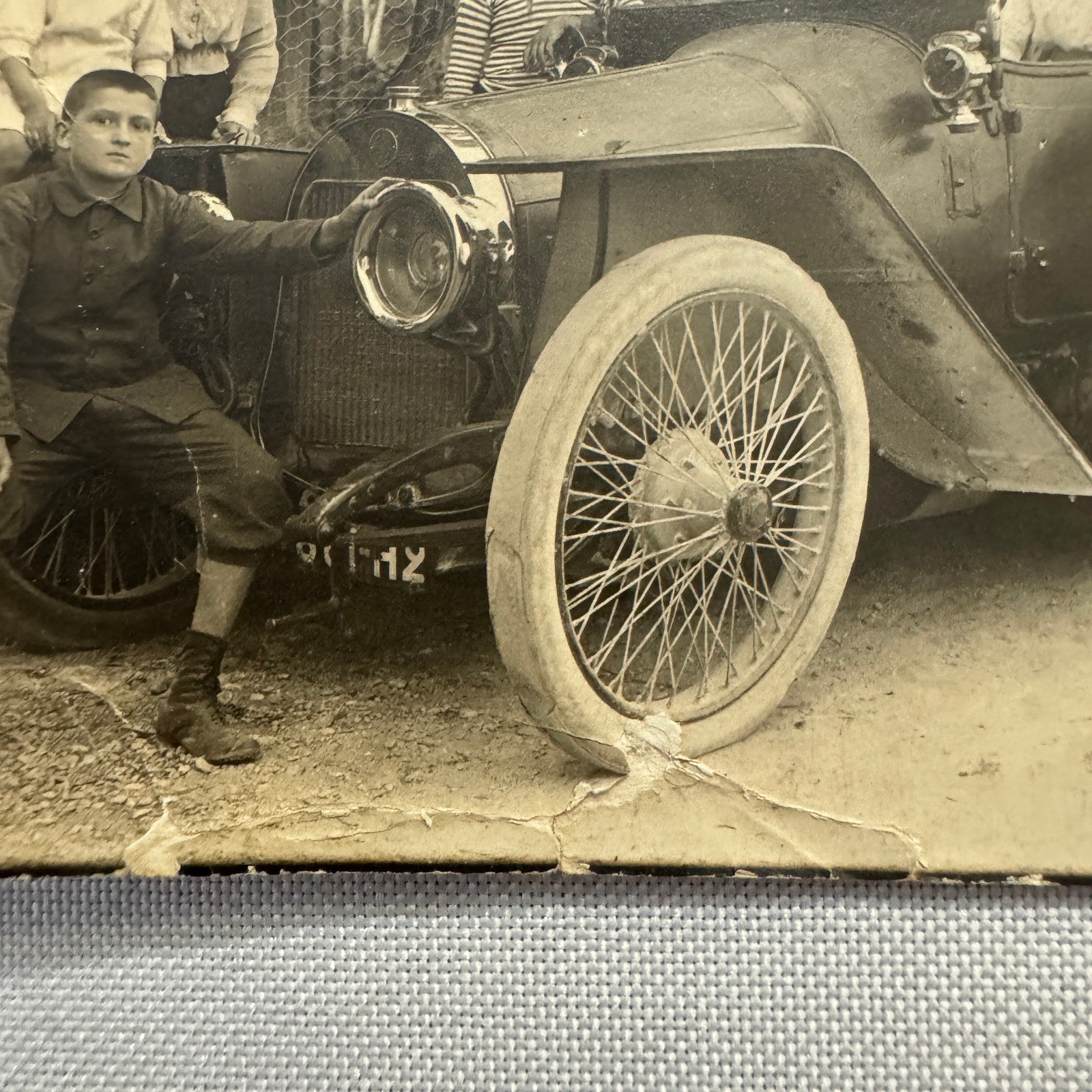 Antique Photo Photograph Print People with Automobile Car
