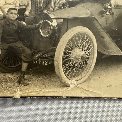 Antique Photo Photograph Print People with Automobile Car