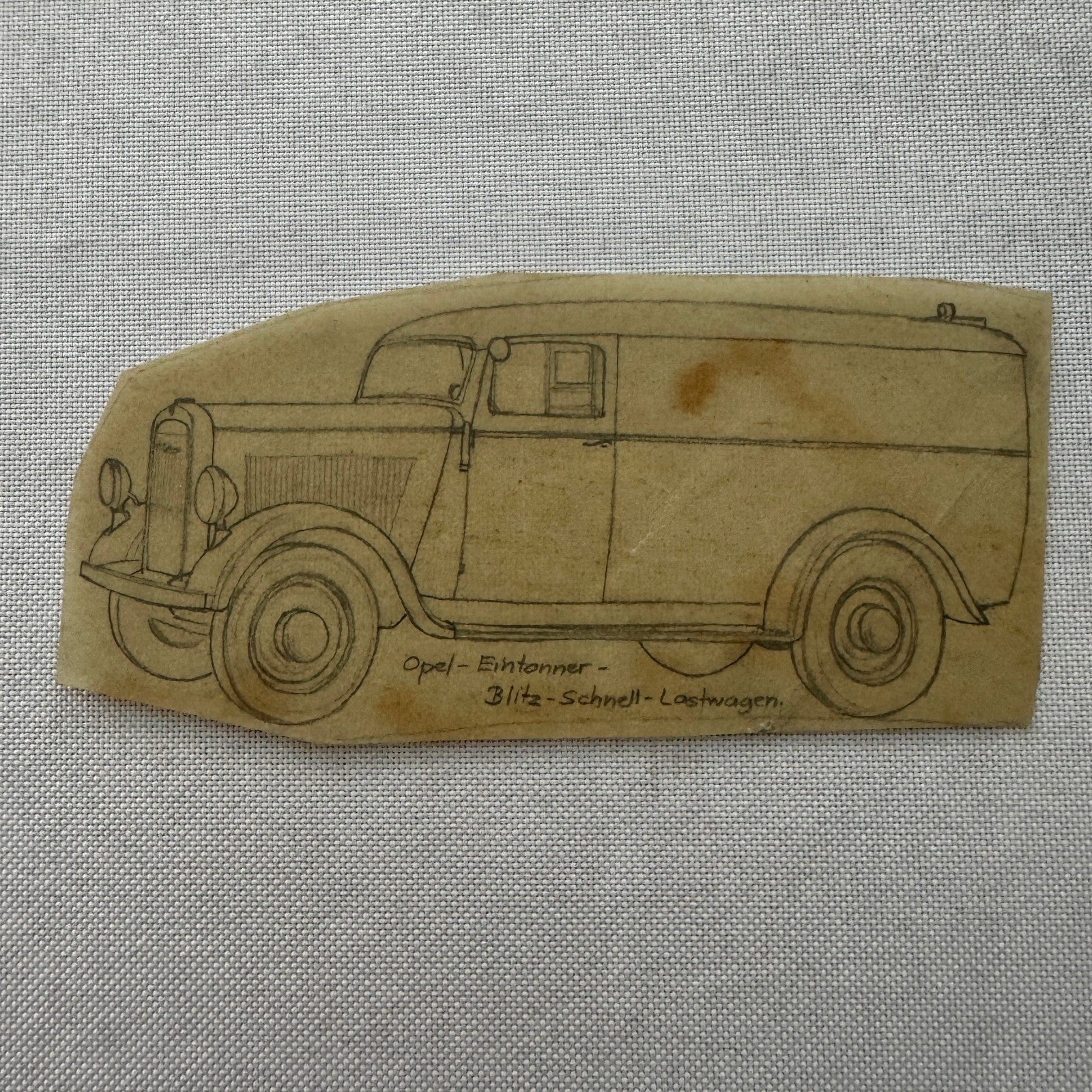 Vintage Illustration Opel Delivery Van Hand Drawn Drawing Sketch Art Germany
