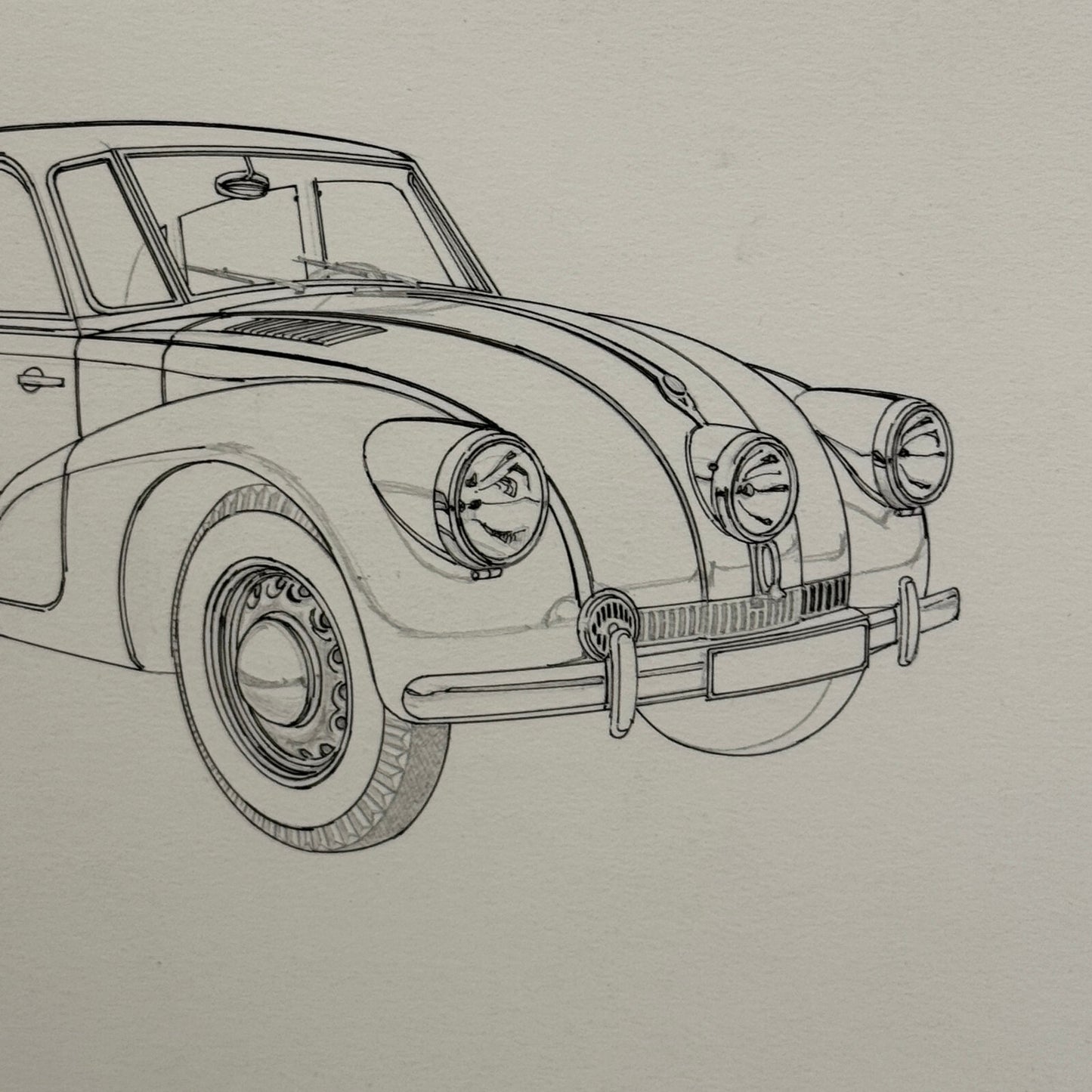 Vintage Tatra Car Automobile Illustration Art Drawing Hand Drawn Robert Preis