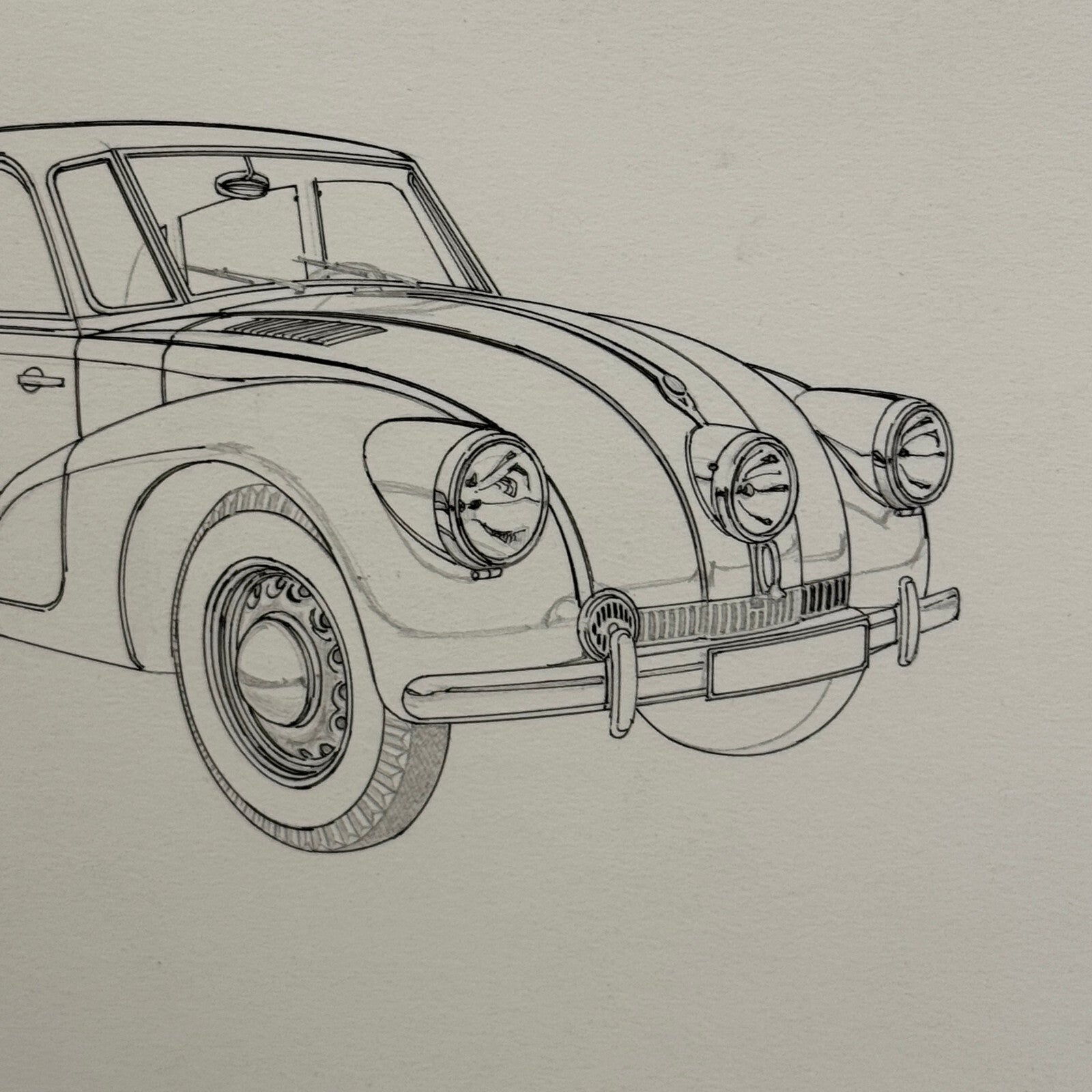 Vintage Tatra Car Automobile Illustration Art Drawing Hand Drawn Robert Preis