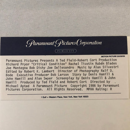 Movie Film Press Photo Photograph Critical Condition Richard Pryor 1987