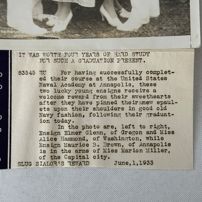 Military Cadets Kiss at Graduation Naval Academy Anapolis Press Photo 1933