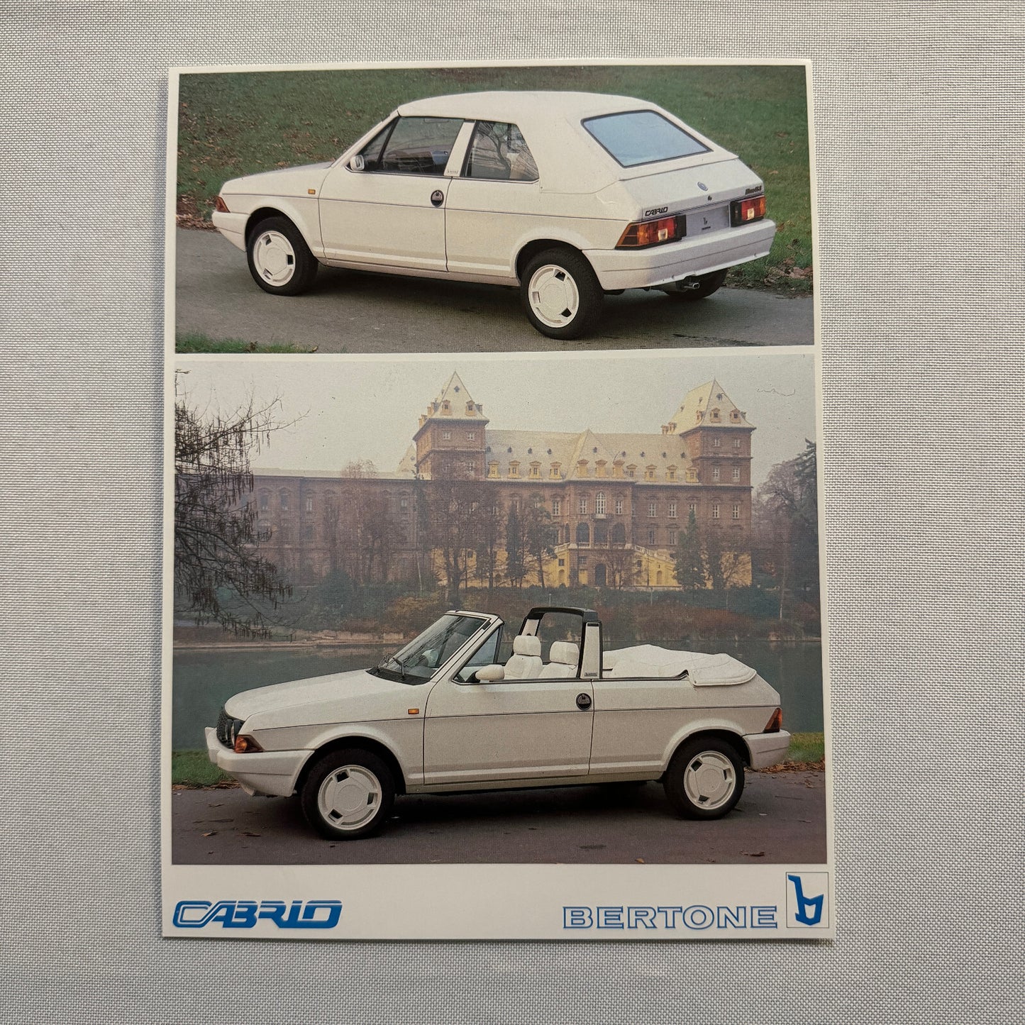 Bertone Cabrio Convertible Cabriolet Sales Sheet Brochure Mini Poster 1985