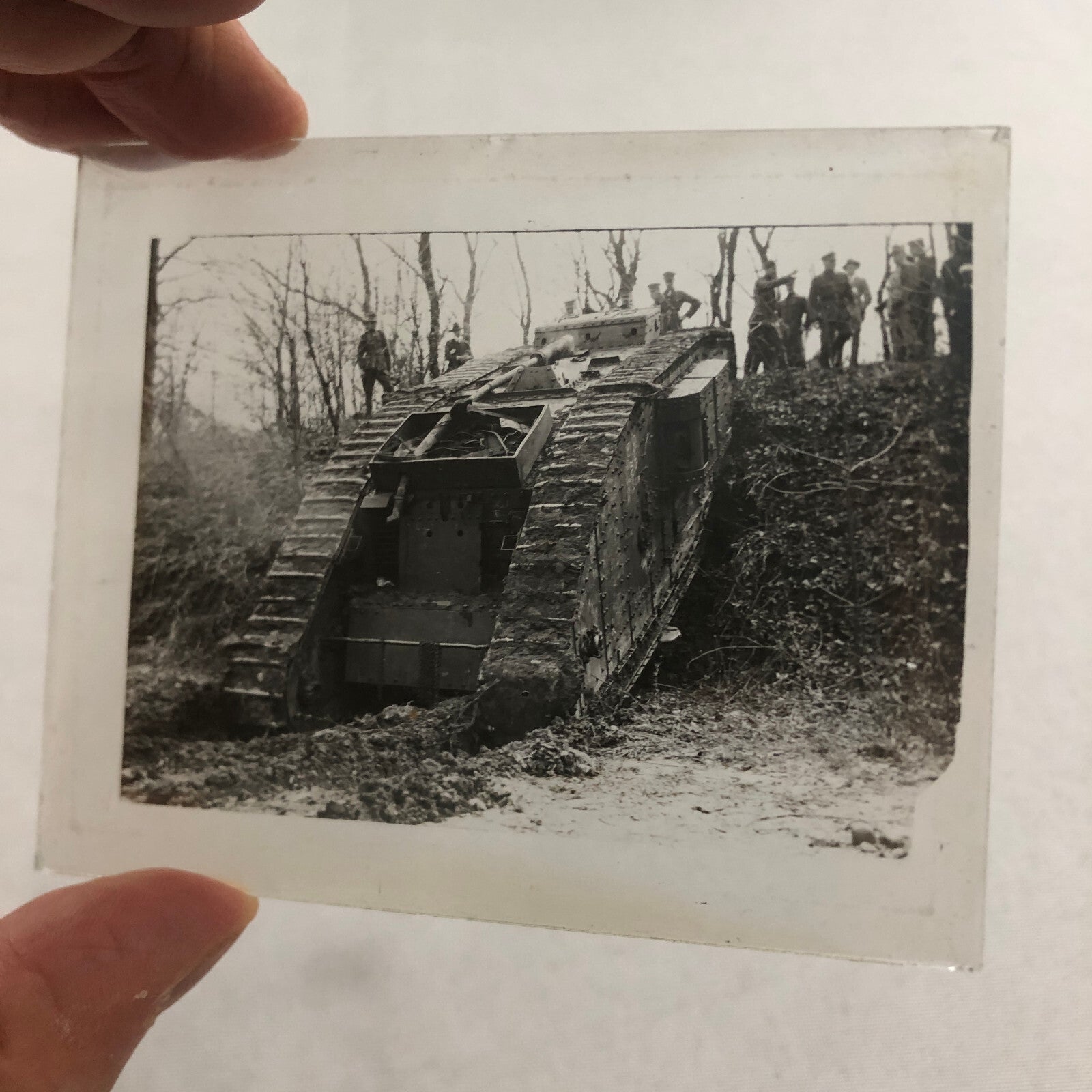 Early Military Tank WW1 World War 1 Glass Plate Lantern Slide