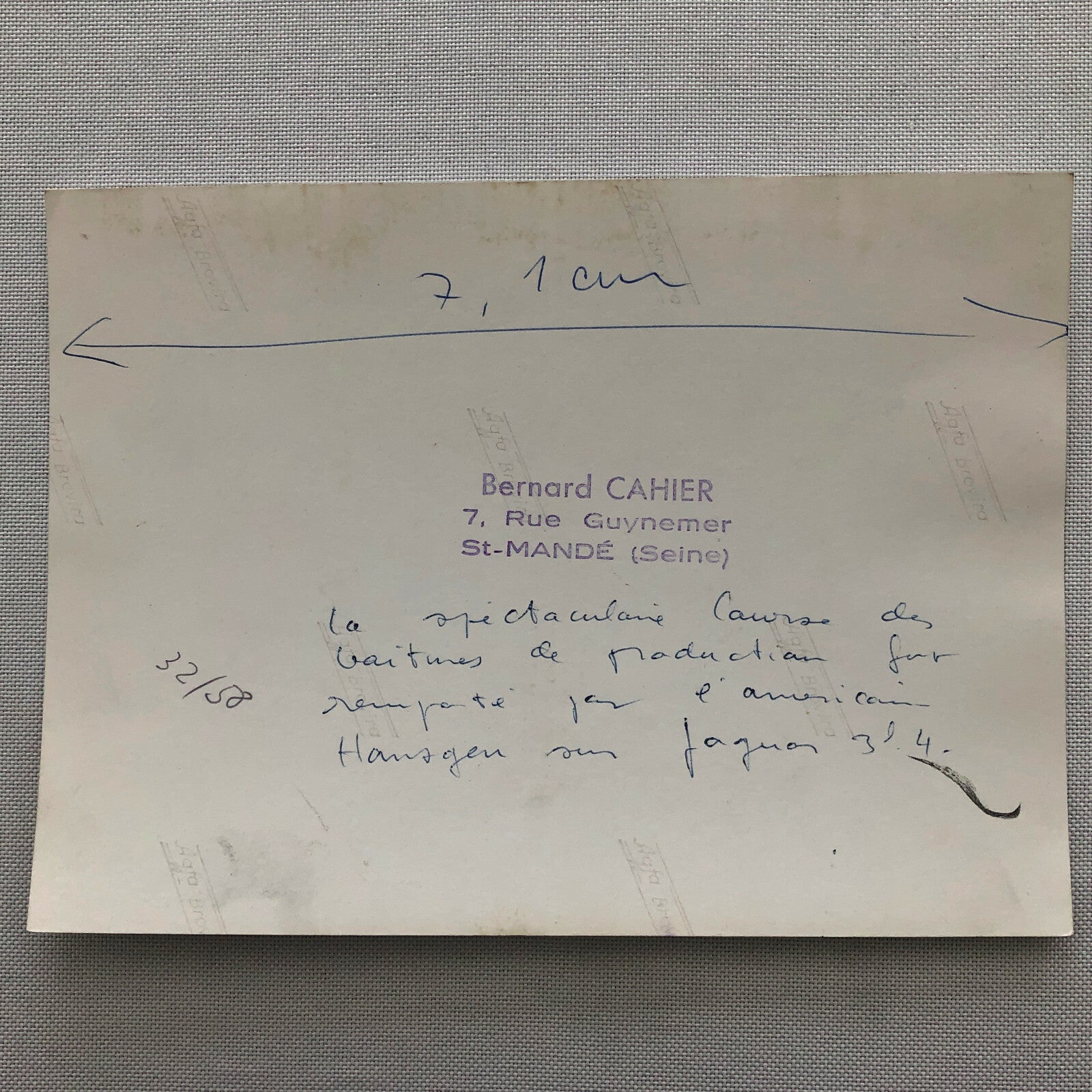 Vintage Jaguar 3.4 Racing Photo Photograph Walt Hansgen Bernard CAHIER 