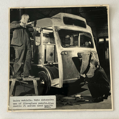 Vintage Milk Dairy Delivery Truck Factory Assembly Photo Photograph Lot of 2 