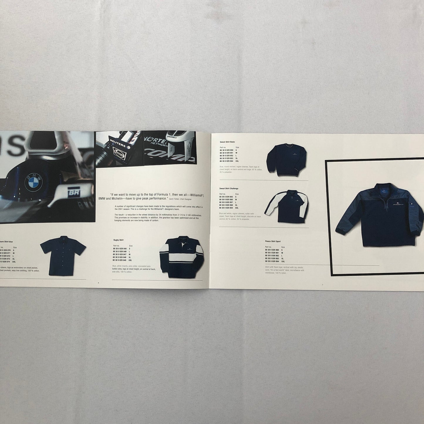 2001 BMW Williams F1 Team Collection Clothing and Lifestyle Accessories Brochure