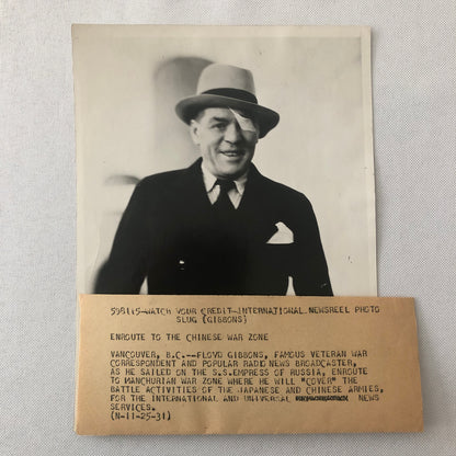 Press Photo Photograph Portrait War Correspondent Radio News Floyd Gibbons