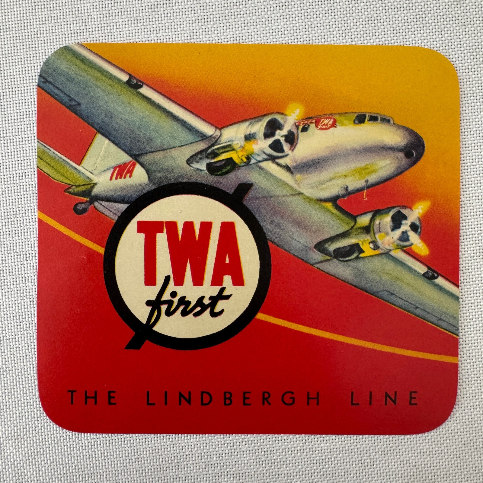TWA Lindbergh Line Luggage Label Vintage Airplane Airline Aircraft