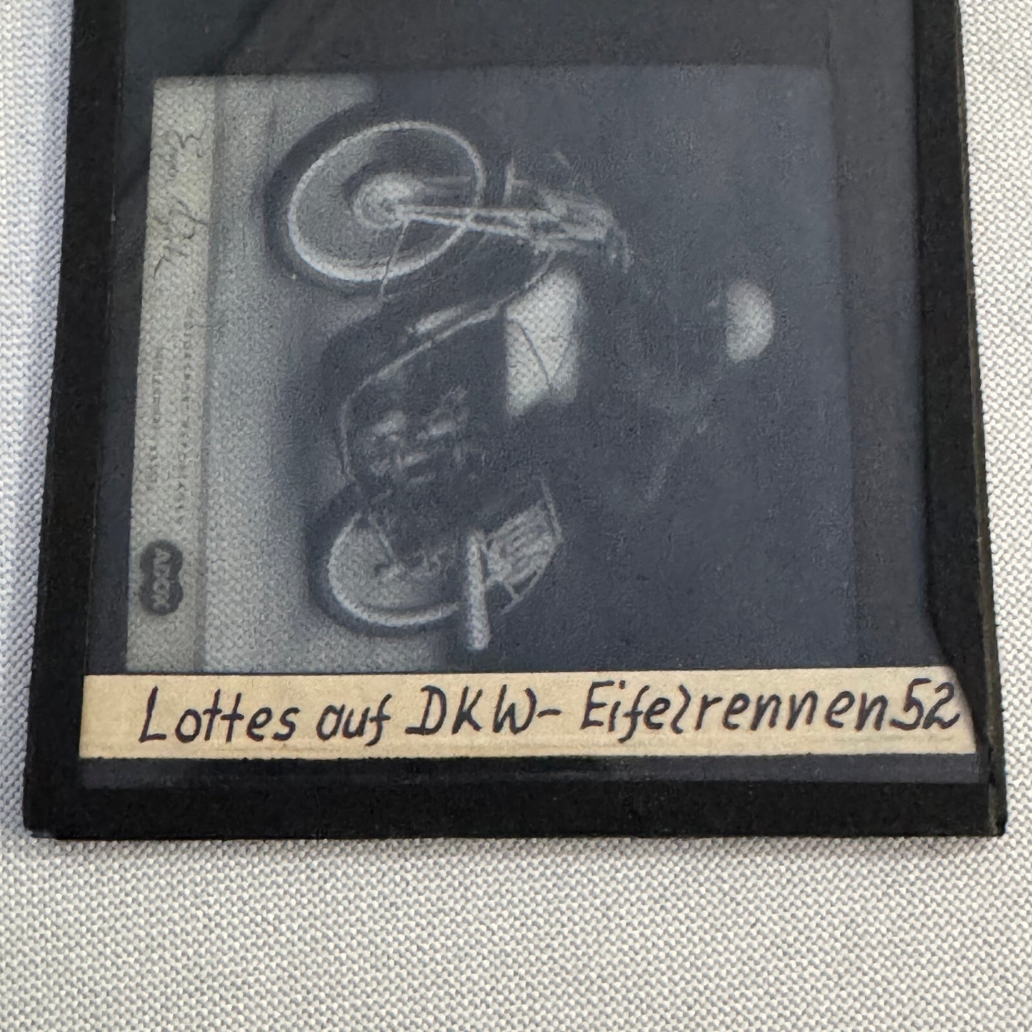 Antique Glass Plate Lantern Slide Motorcycle Racing Karl Lottes DKW German Bike