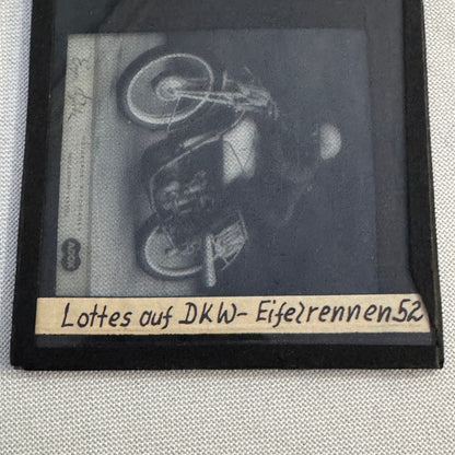 Antique Glass Plate Lantern Slide Motorcycle Racing Karl Lottes DKW German Bike