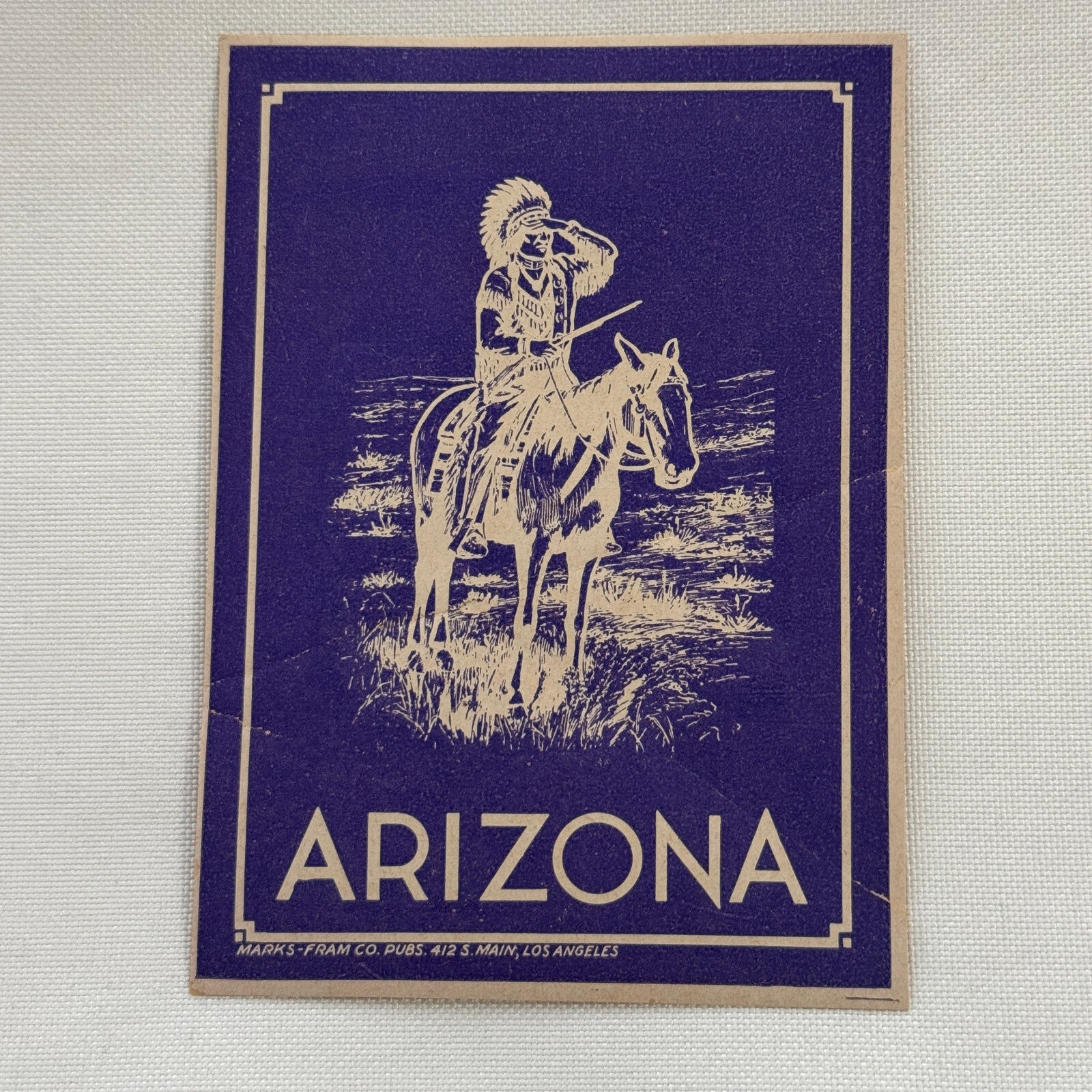 Vintage Travel Luggage Label Arizona State