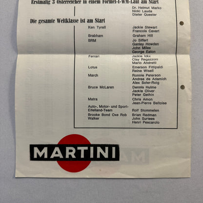 1971 Austrian Grand Prix Racing Flyer Advertisement F1 Formula One Niki Lauda +