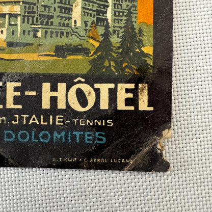 Vintage Hotel Travel Luggage Label Karersee Hotel Route des Dolomites Italy ?