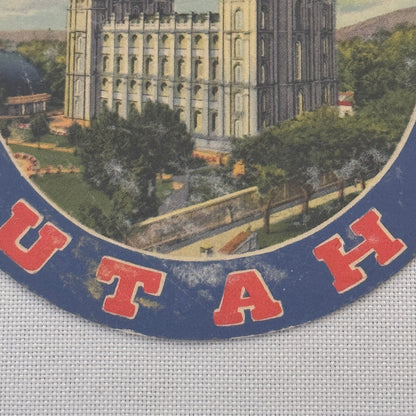Vintage Travel Luggage Label The Salt Lake Temple Salt Lake City Utah