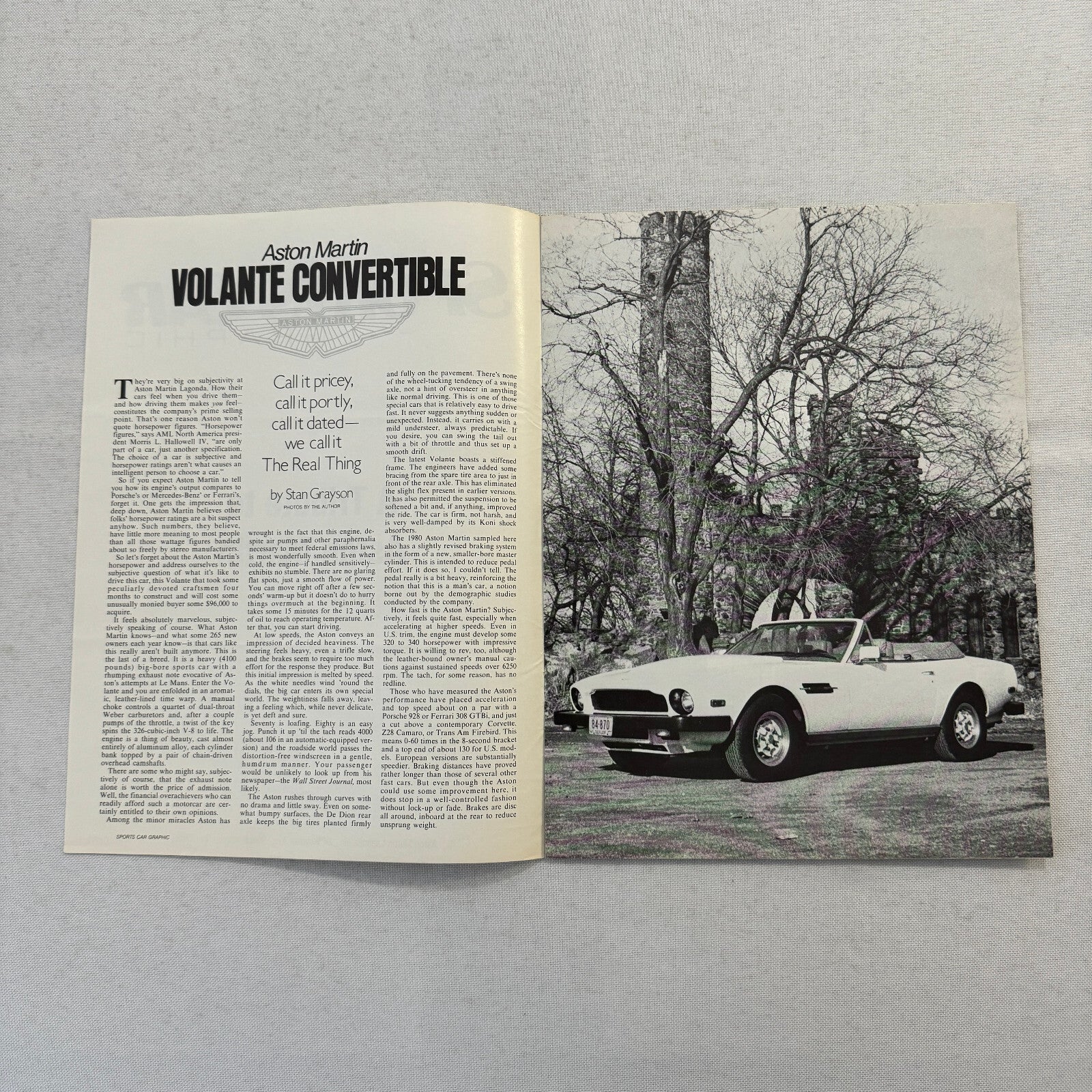Aston Martin Volante Convertible Road Test Sales Brochure Catalog Sports Car