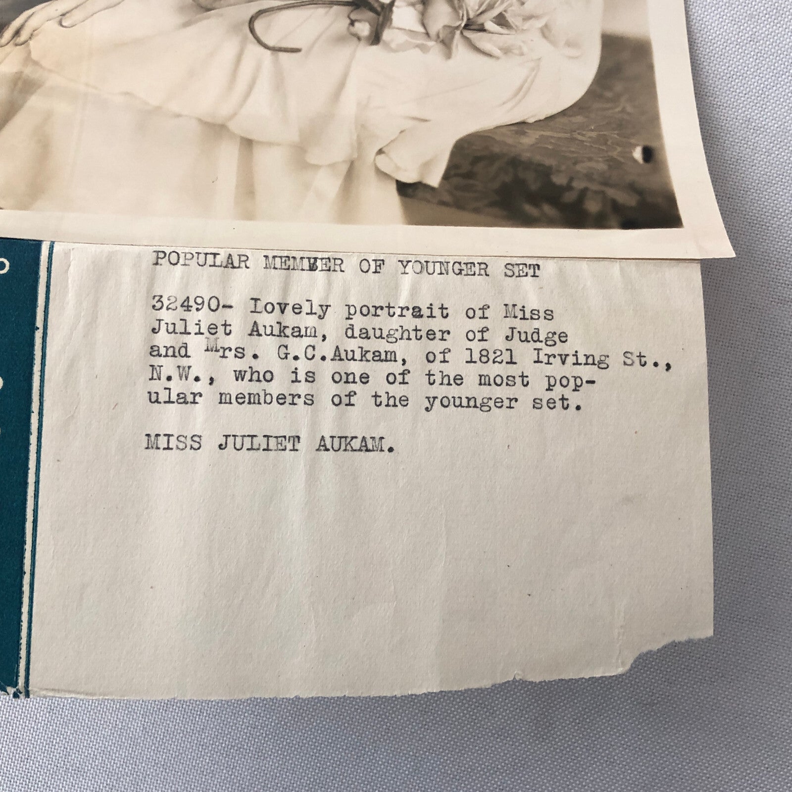 Press Photo Photograph Society Daughter of Judge Portrait Juliet Aukam