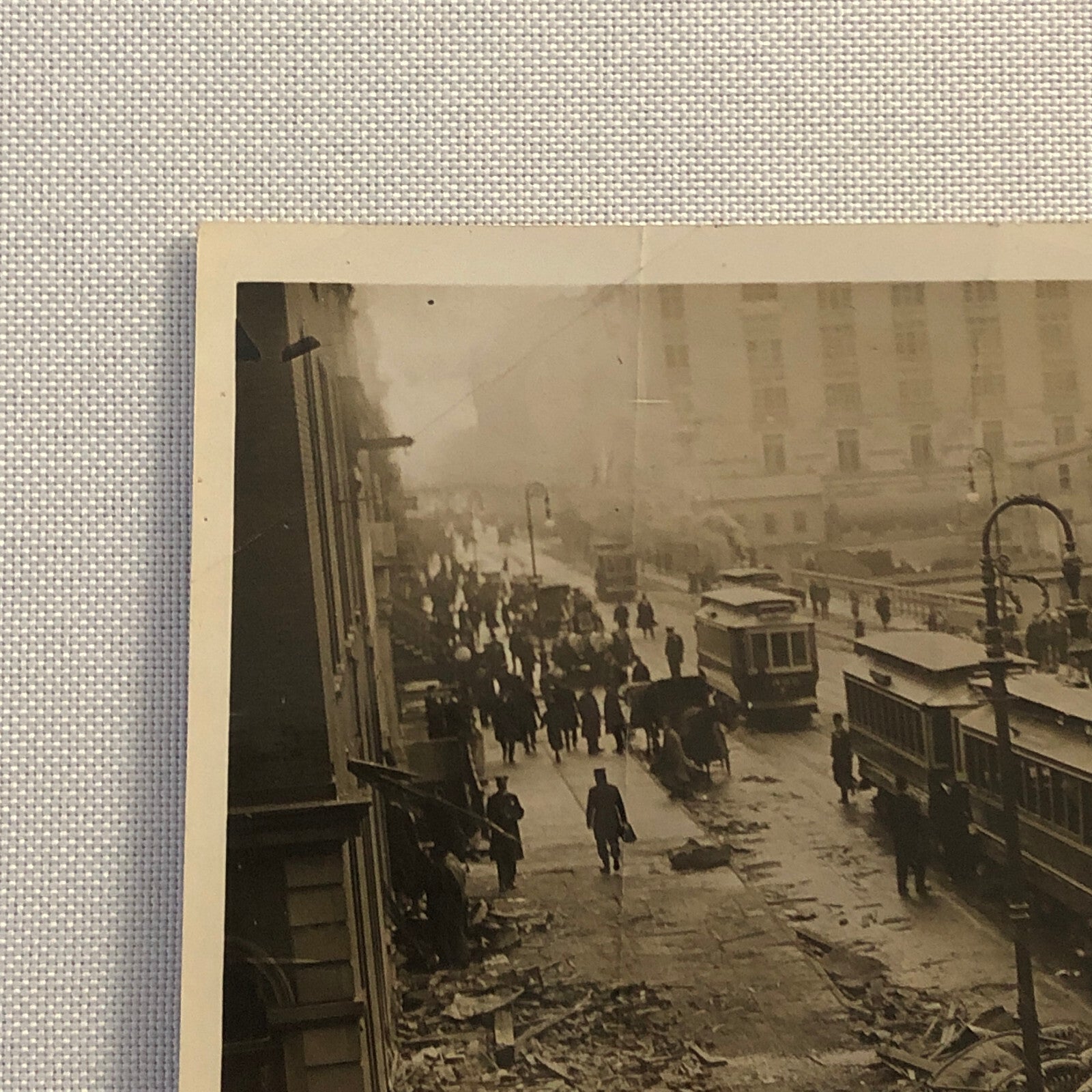 Press Photo Photograph Automobile and Trolley Car Accident Wreck Disaster