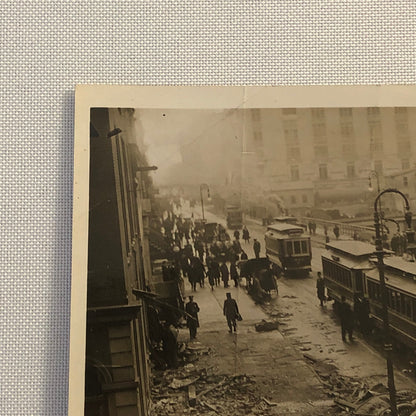 Press Photo Photograph Automobile and Trolley Car Accident Wreck Disaster