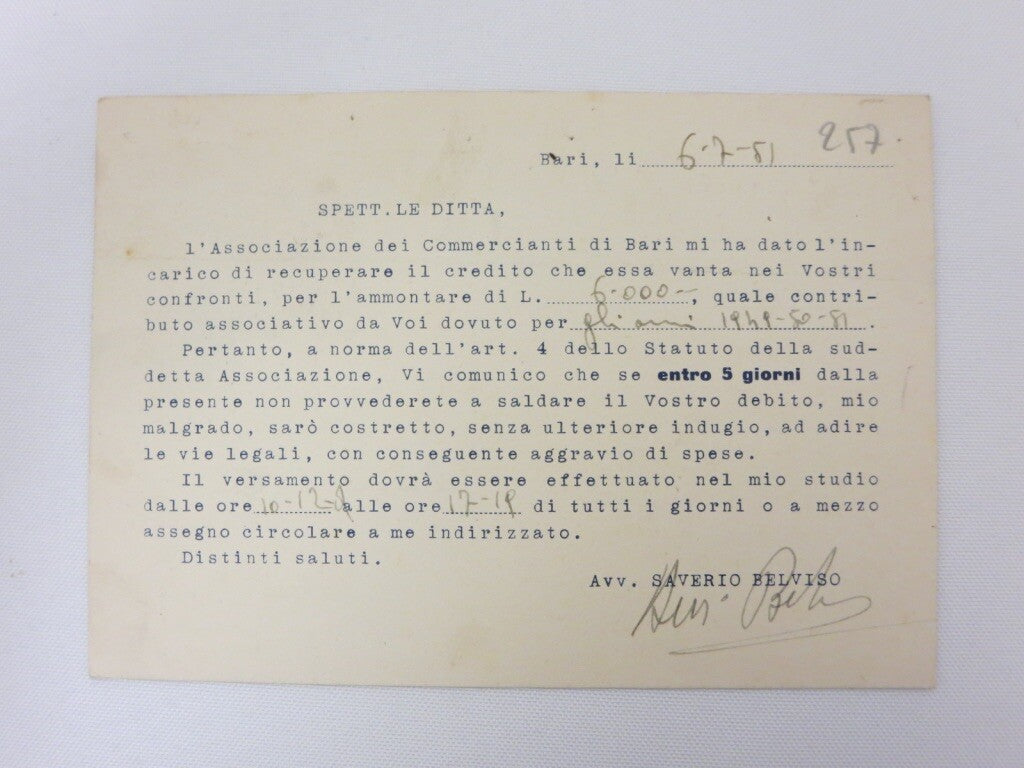 1951 Grand Prix Bari Racing Postage Stamp on Invitation Postcard Post Card 