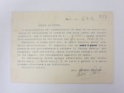 1951 Grand Prix Bari Racing Postage Stamp on Invitation Postcard Post Card 