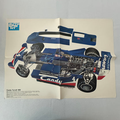 Candy Tyrrell 009 F1 Racing Car Cutaway Illustration Poster Vintage