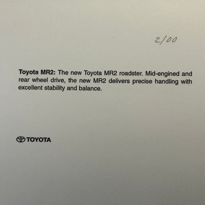 Toyota MR2 Roadster Convertible Factory Press Photo Photograph Print