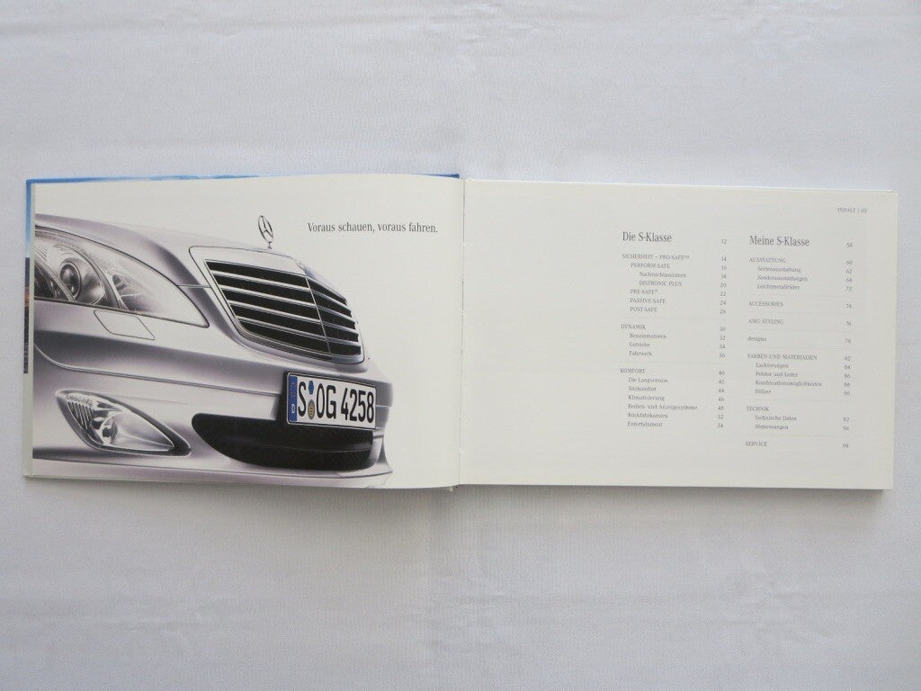 2005 Mercedes S Class Hardbound Sales Brochure Catalog GERMAN TEXT AMG 350 500
